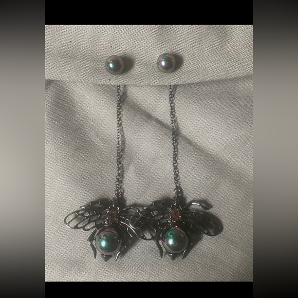 Iridescent Flying Insect Statement Earrings - Picture 7 of 8